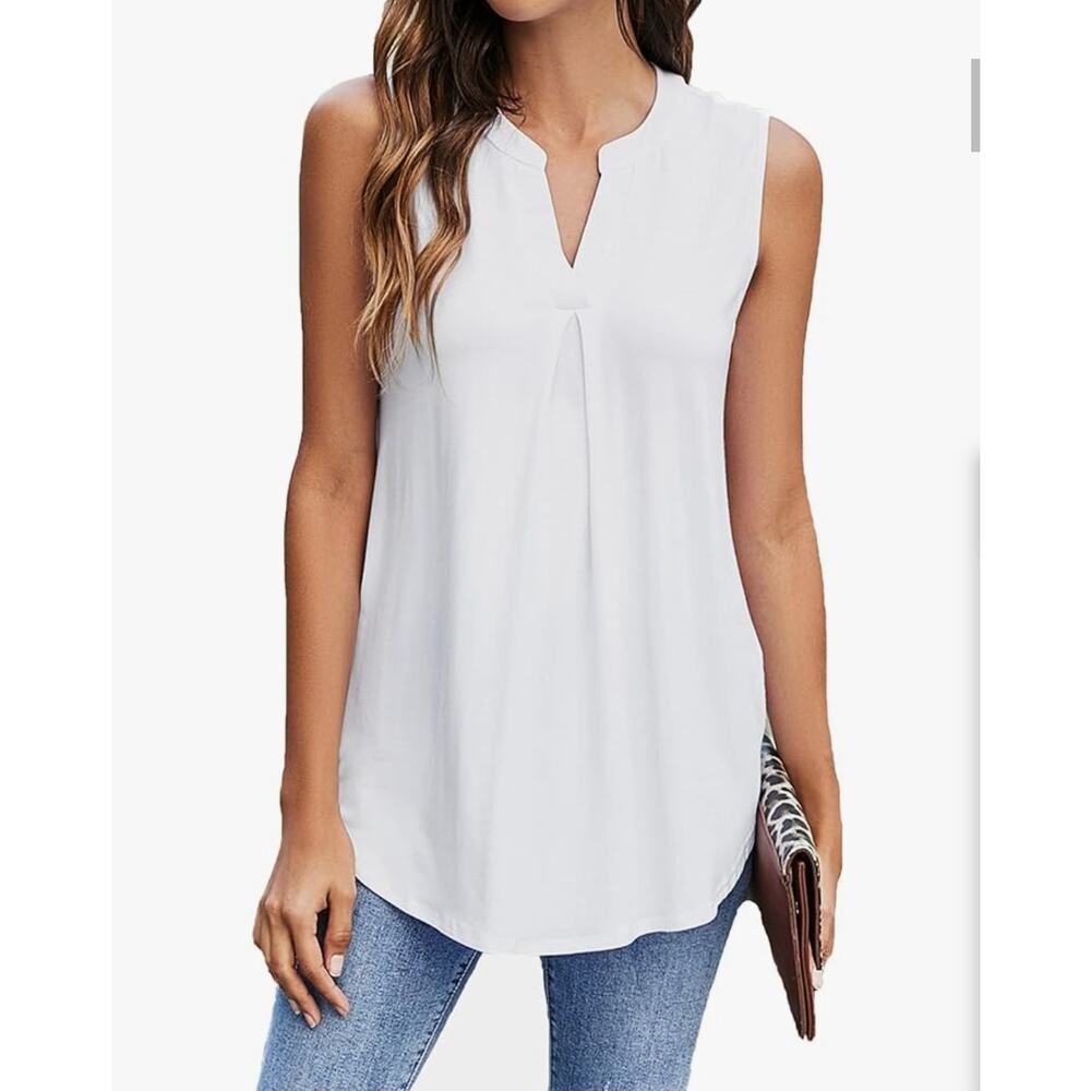 Bettsays sleeveless white blouse womens large - Picture 1 of 8